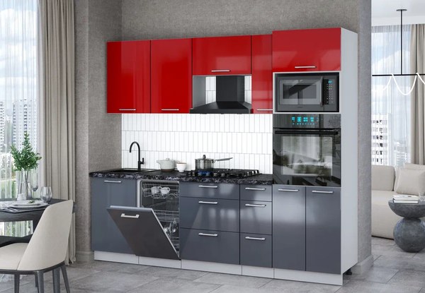 Кухонный гарнитур Интерлиния Мила Gloss 2.45-ПМ3