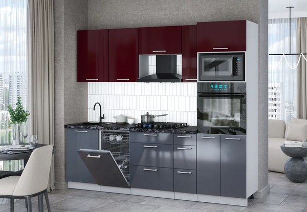 Кухонный гарнитур Интерлиния Мила Gloss 2.45-ПМ3