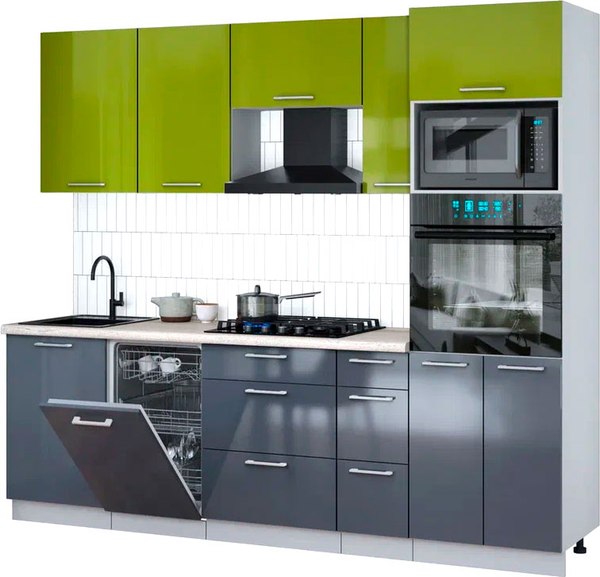 Кухонный гарнитур Интерлиния Мила Gloss 2.45-ПМ3 - фото