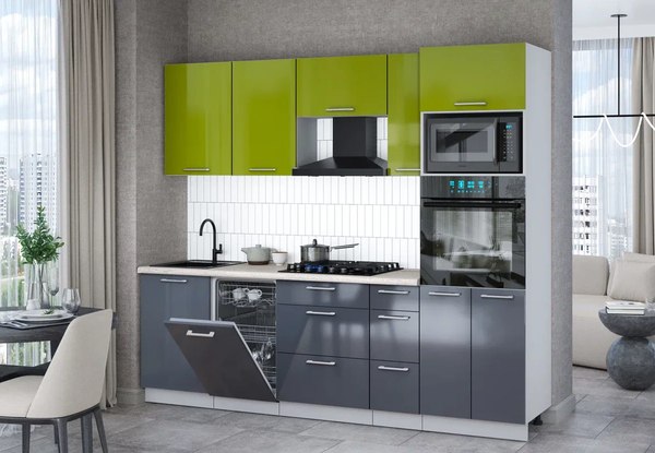 Кухонный гарнитур Интерлиния Мила Gloss 2.45-ПМ3