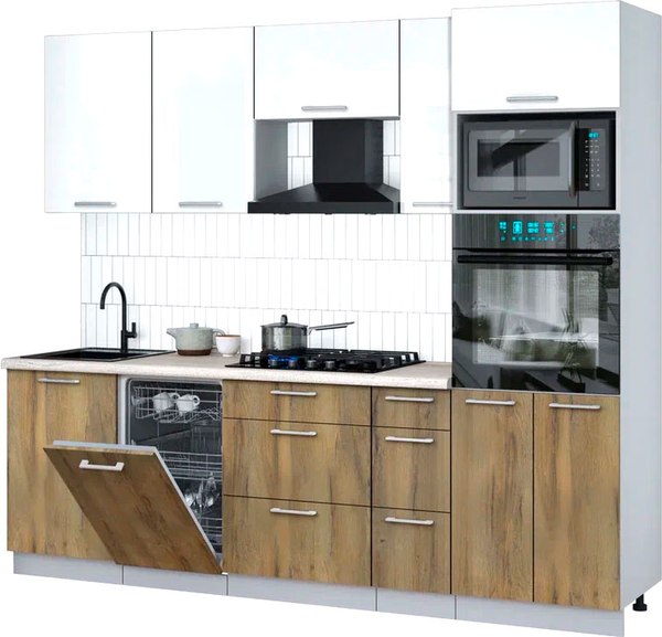 Кухонный гарнитур Интерлиния Мила Gloss 2.45-ПМ3 - фото