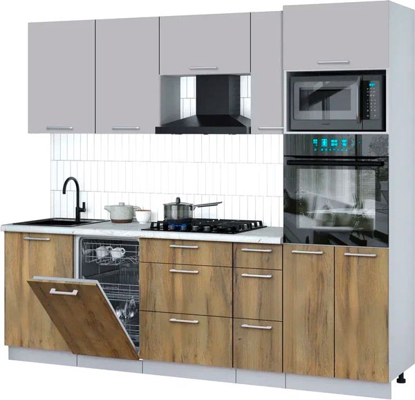 Кухонный гарнитур Интерлиния Мила Gloss 2.45-ПМ3 - фото