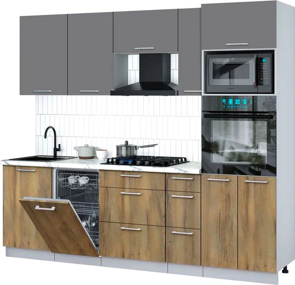 Кухонный гарнитур Интерлиния Мила Gloss 2.45-ПМ3 - фото