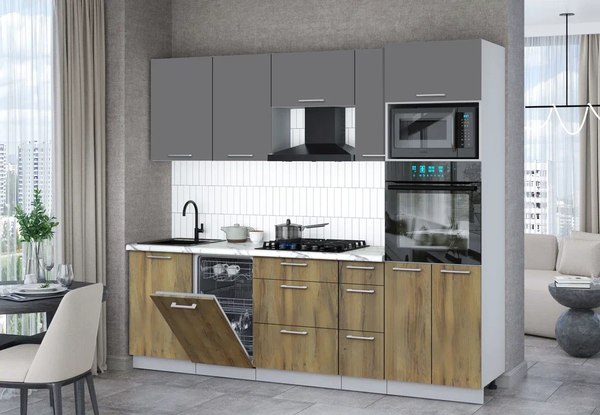 Кухонный гарнитур Интерлиния Мила Gloss 2.45-ПМ3