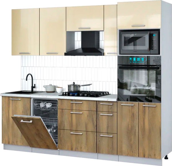 Кухонный гарнитур Интерлиния Мила Gloss 2.45-ПМ3 - фото