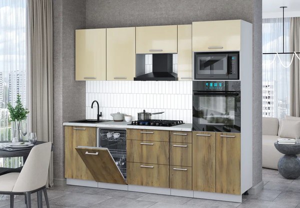 Кухонный гарнитур Интерлиния Мила Gloss 2.45-ПМ3