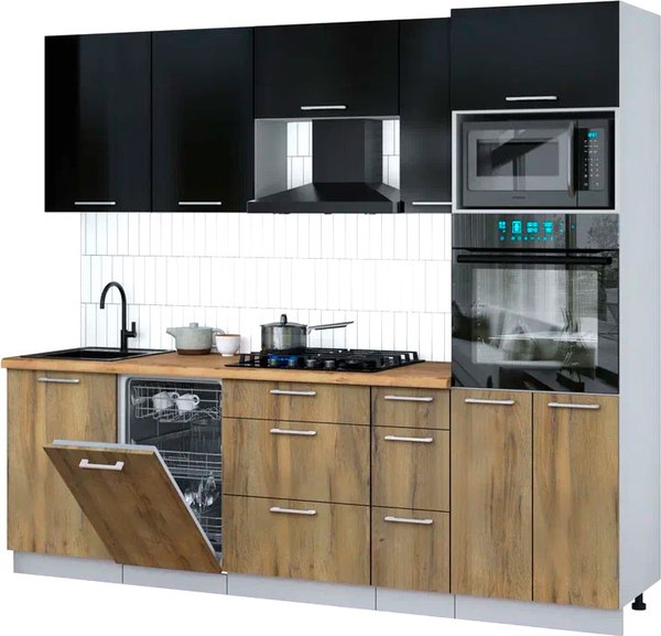 Кухонный гарнитур Интерлиния Мила Gloss 2.45-ПМ3 - фото