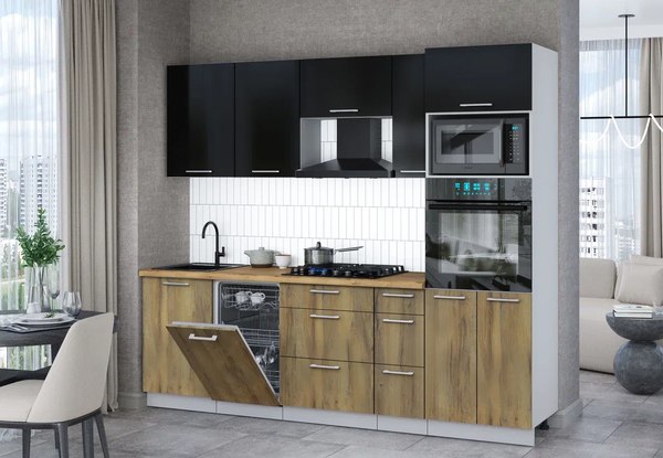 Кухонный гарнитур Интерлиния Мила Gloss 2.45-ПМ3