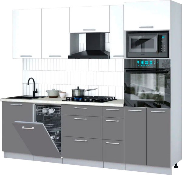 Кухонный гарнитур Интерлиния Мила Gloss 2.45-ПМ3 - фото