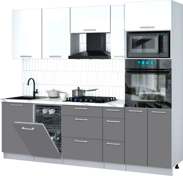 Кухонный гарнитур Интерлиния Мила Gloss 2.45-ПМ3 - фото
