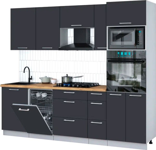 Кухонный гарнитур Интерлиния Мила Gloss 2.45-ПМ3 - фото