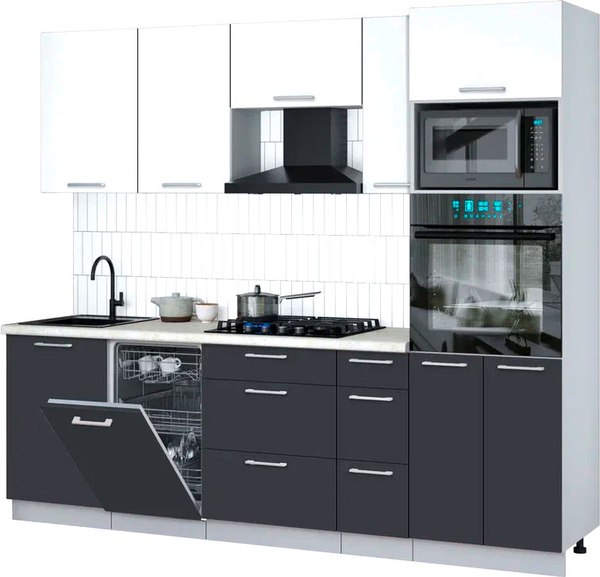 Кухонный гарнитур Интерлиния Мила Gloss 2.45-ПМ3 - фото