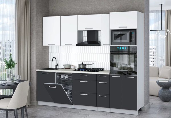 Кухонный гарнитур Интерлиния Мила Gloss 2.45-ПМ3