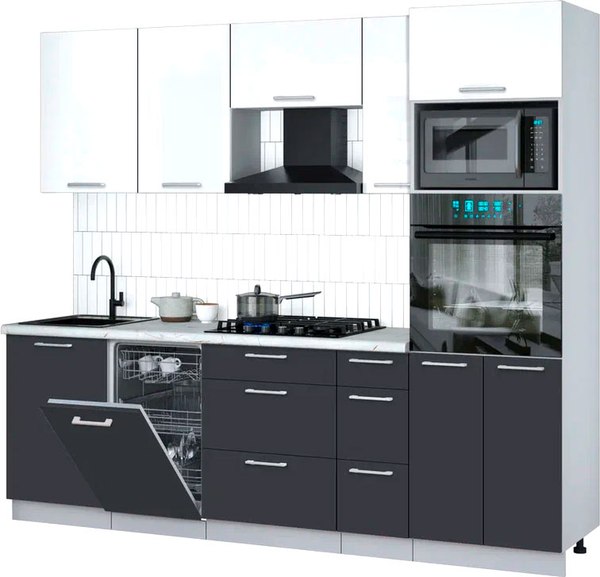 Кухонный гарнитур Интерлиния Мила Gloss 2.45-ПМ3 - фото