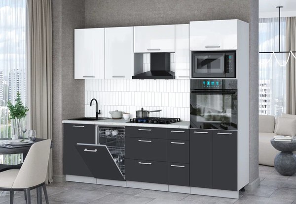 Кухонный гарнитур Интерлиния Мила Gloss 2.45-ПМ3