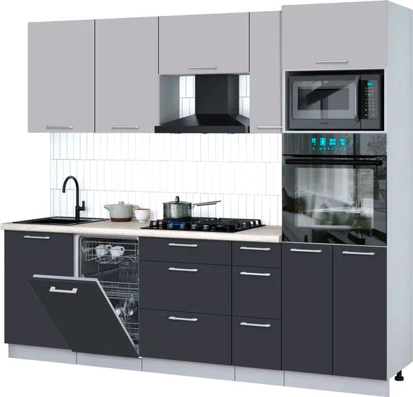 Кухонный гарнитур Интерлиния Мила Gloss 2.45-ПМ3 - фото