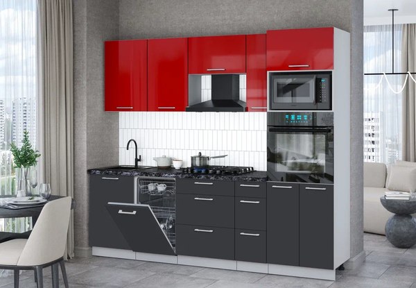 Кухонный гарнитур Интерлиния Мила Gloss 2.45-ПМ3