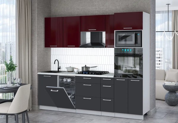 Кухонный гарнитур Интерлиния Мила Gloss 2.45-ПМ3