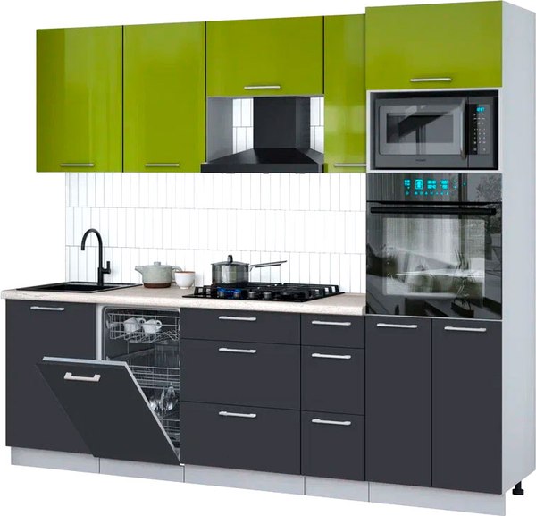 Кухонный гарнитур Интерлиния Мила Gloss 2.45-ПМ3 - фото