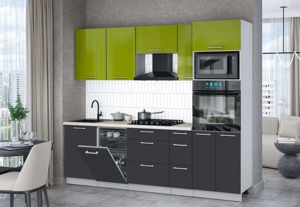 Кухонный гарнитур Интерлиния Мила Gloss 2.45-ПМ3