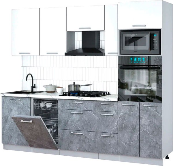 Кухонный гарнитур Интерлиния Мила Gloss 2.45-ПМ3 - фото