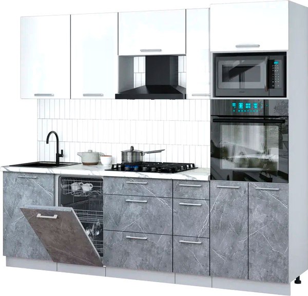 Кухонный гарнитур Интерлиния Мила Gloss 2.45-ПМ3 - фото