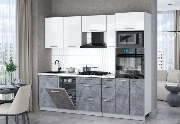 Кухонный гарнитур Интерлиния Мила Gloss 2.45-ПМ3