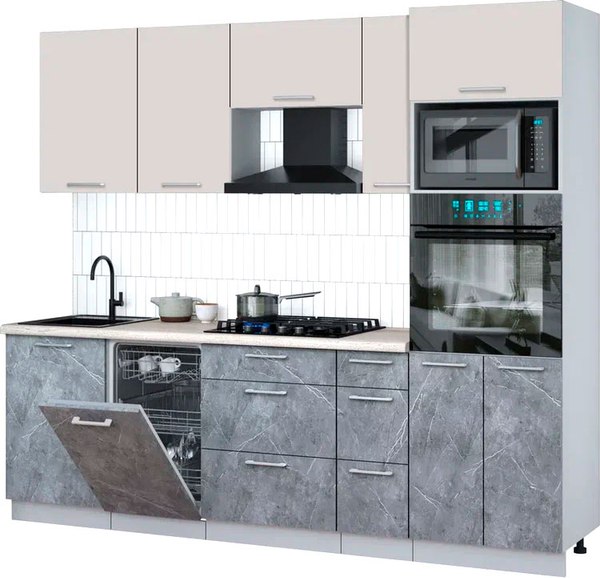 Кухонный гарнитур Интерлиния Мила Gloss 2.45-ПМ3 - фото