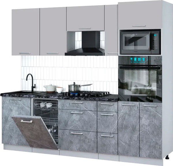 Кухонный гарнитур Интерлиния Мила Gloss 2.45-ПМ3 - фото