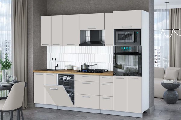 Кухонный гарнитур Интерлиния Мила Gloss 2.55-ПМ3