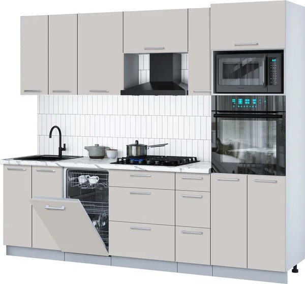 Кухонный гарнитур Интерлиния Мила Gloss 2.55-ПМ3 - фото