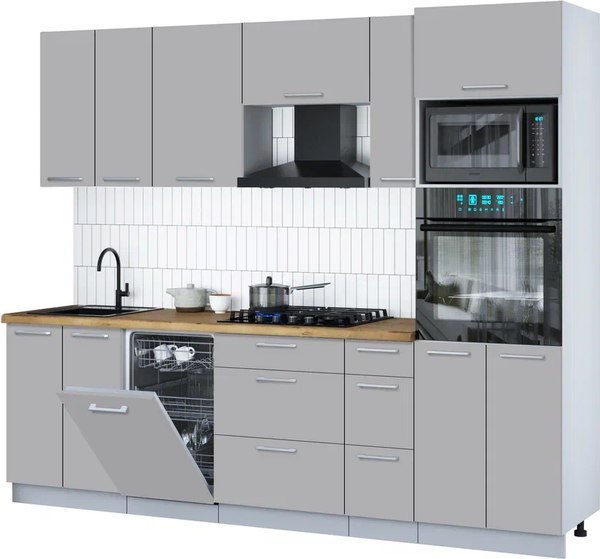 Кухонный гарнитур Интерлиния Мила Gloss 2.55-ПМ3 - фото