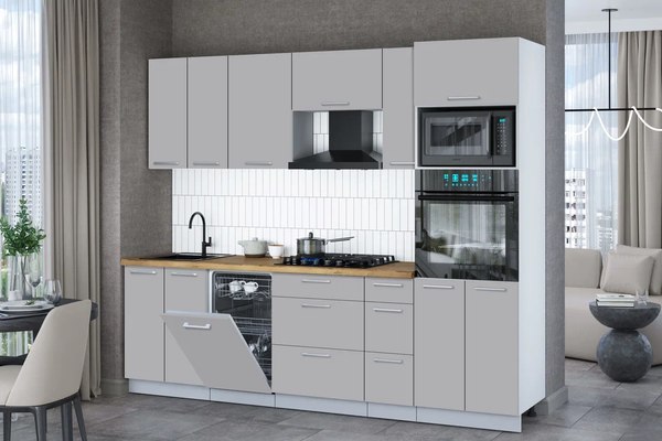 Кухонный гарнитур Интерлиния Мила Gloss 2.55-ПМ3