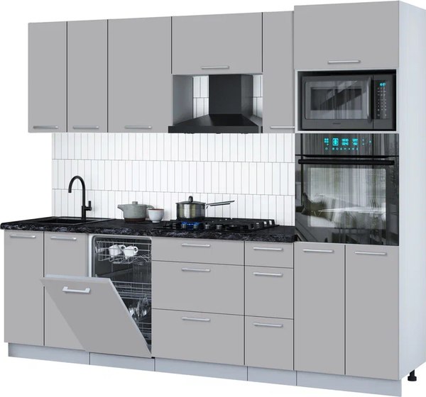 Кухонный гарнитур Интерлиния Мила Gloss 2.55-ПМ3 - фото