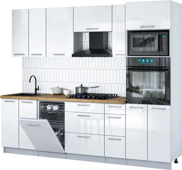 Кухонный гарнитур Интерлиния Мила Gloss 2.55-ПМ3 - фото