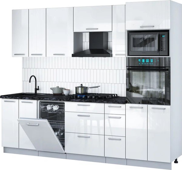 Кухонный гарнитур Интерлиния Мила Gloss 2.55-ПМ3 - фото