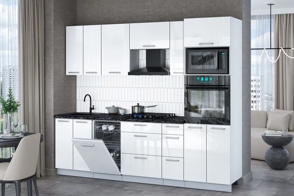 Кухонный гарнитур Интерлиния Мила Gloss 2.55-ПМ3