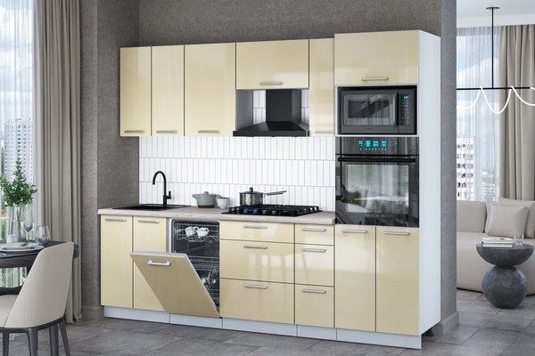 Кухонный гарнитур Интерлиния Мила Gloss 2.55-ПМ3