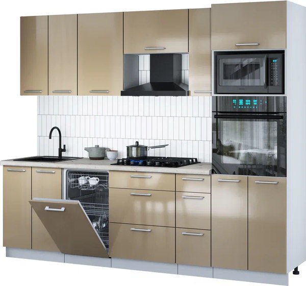 Кухонный гарнитур Интерлиния Мила Gloss 2.55-ПМ3 - фото