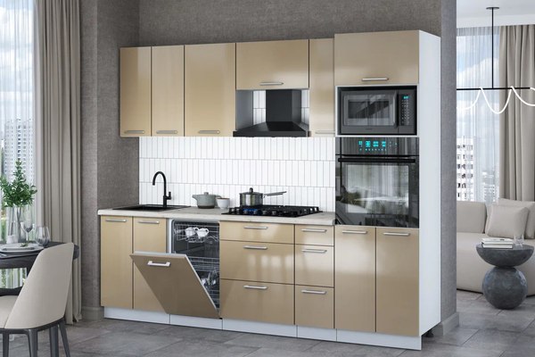 Кухонный гарнитур Интерлиния Мила Gloss 2.55-ПМ3