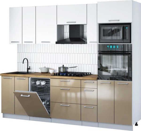 Кухонный гарнитур Интерлиния Мила Gloss 2.55-ПМ3 - фото