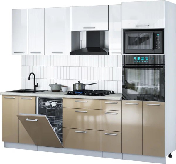 Кухонный гарнитур Интерлиния Мила Gloss 2.55-ПМ3 - фото