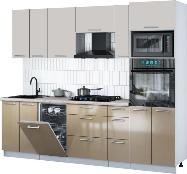 Кухонный гарнитур Интерлиния Мила Gloss 2.55-ПМ3 - фото