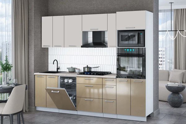 Кухонный гарнитур Интерлиния Мила Gloss 2.55-ПМ3