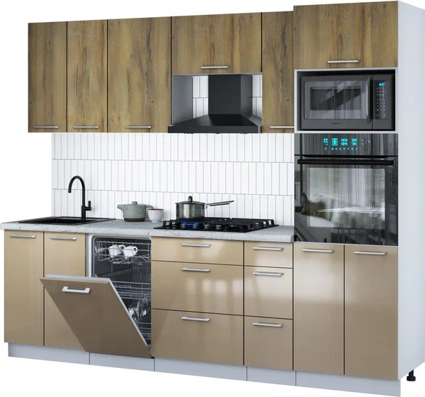 Кухонный гарнитур Интерлиния Мила Gloss 2.55-ПМ3 - фото