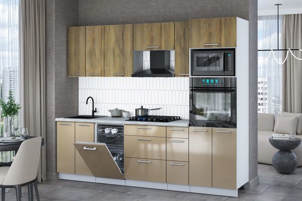 Кухонный гарнитур Интерлиния Мила Gloss 2.55-ПМ3