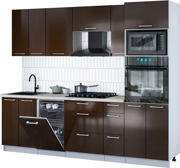 Кухонный гарнитур Интерлиния Мила Gloss 2.55-ПМ3 - фото