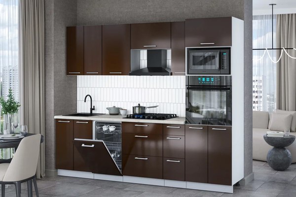 Кухонный гарнитур Интерлиния Мила Gloss 2.55-ПМ3