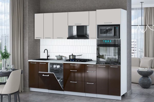 Кухонный гарнитур Интерлиния Мила Gloss 2.55-ПМ3