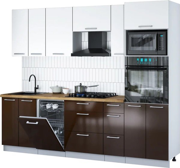 Кухонный гарнитур Интерлиния Мила Gloss 2.55-ПМ3 - фото